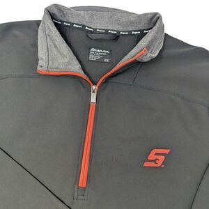Snap on 1/4 Zip Pullover Jacket Mens 2X Black Red Logo Polyester Workwear